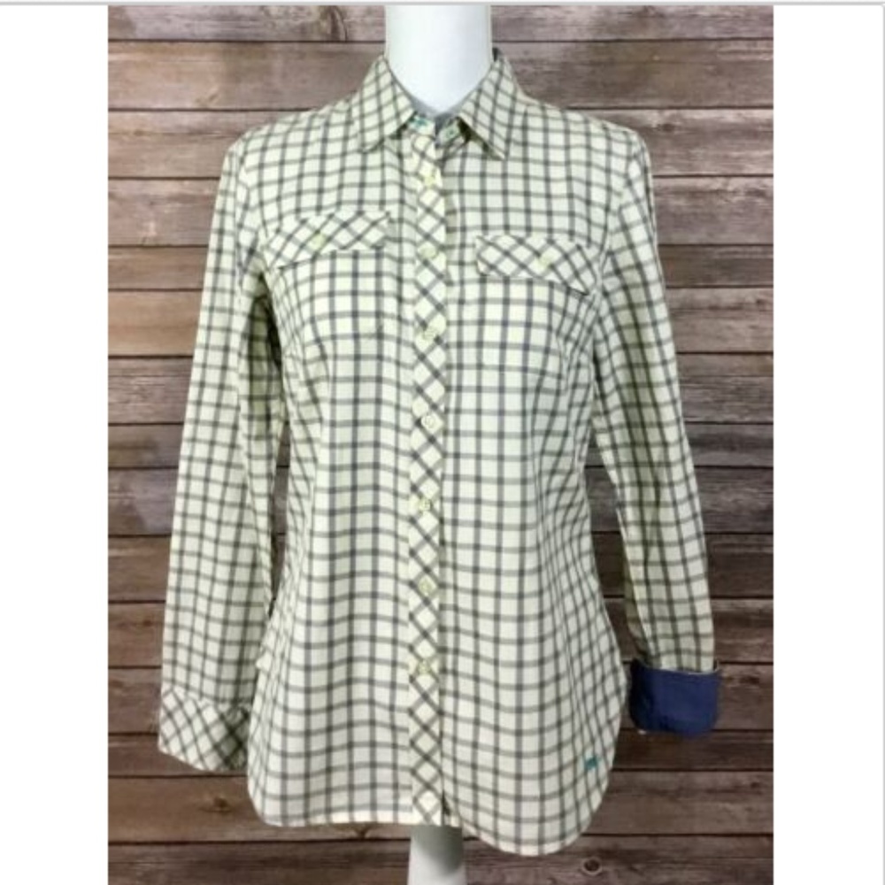 Talbots Womens Roll Tab Sleeve Button Down Shirt